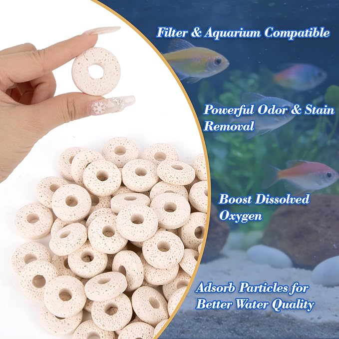 Sukh 2 Bags Ceramic Rings Bio Media - High Porosity Biological Filter Media for Aquarium,Fish Tank,Pond & Canister Filter,Includes 2 Mesh Bags for Superior Filtration