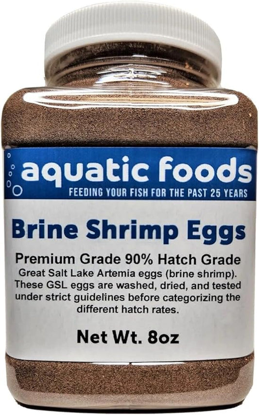 Brine Shrimp Artemia Eggs, Premium Grade 90% Hatch Rate from The Great Salt Lake, Utah, USA…8oz Med Jar
