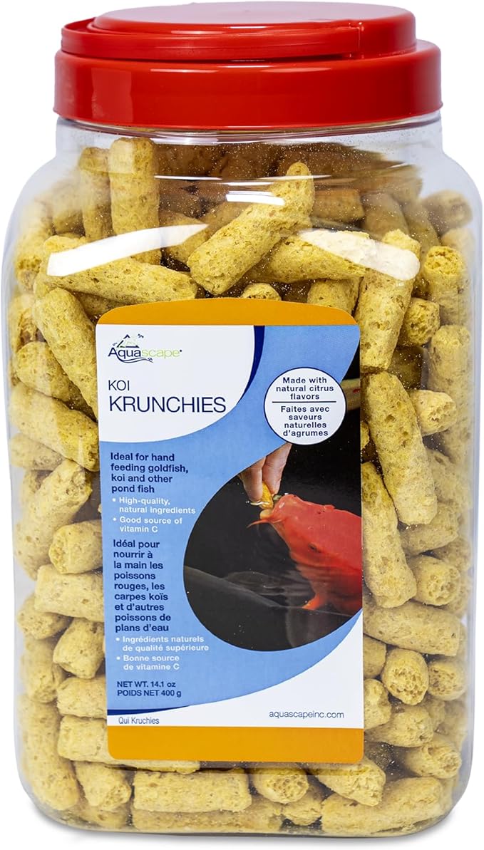 Aquascape Koi Krunchies Fish Food Large 1.1 lbs / 400 g for Hand Feeding in Pond Water Feature, 81000