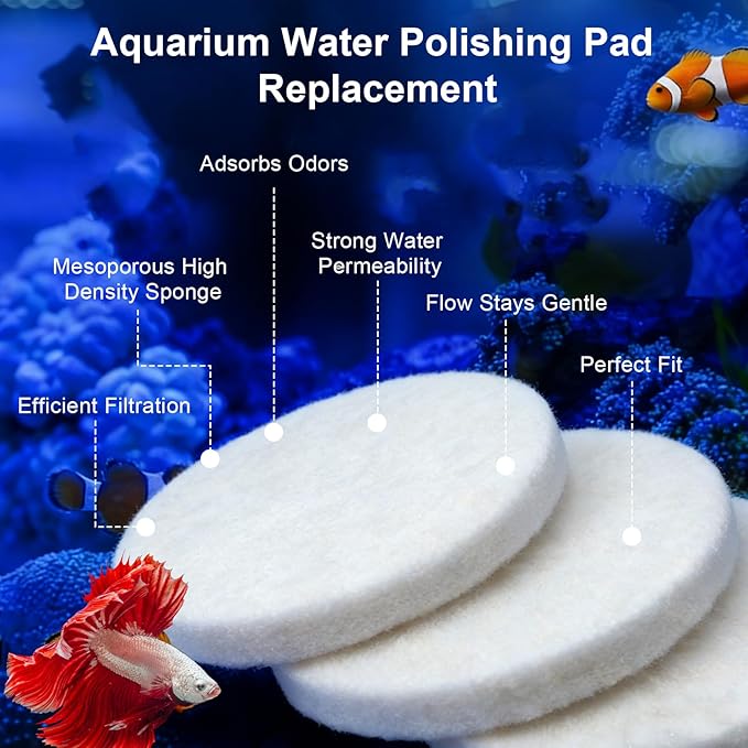 Polishing Filter Pads for Aquarium, Water Polishing Pad Compatible with Fluval Fx4 Fx5 Fx6 Filter Media, Aquarium Maintenance Reliable Effective Quick Clear Pads, Polishing Pad for Aquarium 20 Pack