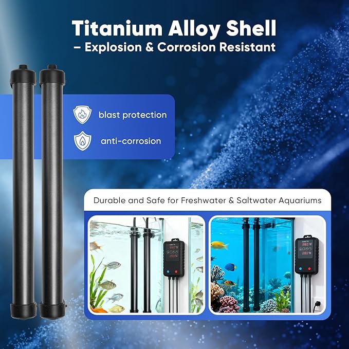 Aquarium Heater 300W for 40–75 Gallon Tanks, Submersible Fish Tank Heater with External Digital Temperature Controller, Fast Heating, Overheat & Dry-Run Protection