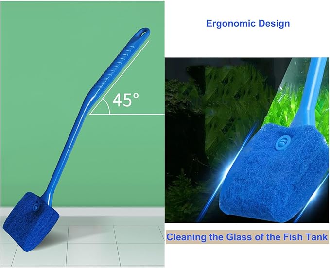 Aquarium Aquascape Tools Kit + Brush - 15 inch Stainless Steel Aquatic Tweezers/Feeding Tongs, Scissors, Spatula, Algae Scraper, Rake for Fish Tank Cleaning Scrubbing, Trimming, Terrarium Supplies