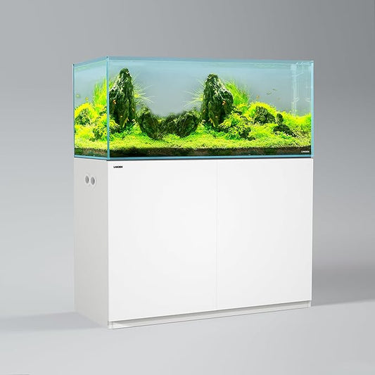 LANDEN Aquarium Wooden Stand and Cabinet for up to 105 Gal Tank, Fish Reptile Sea Salt WaterTank Stand, Nano Foam Leveling Mat Included, W47.2xD23.6xH31.5 in, Wooden Matte White Painted(Stand Only)