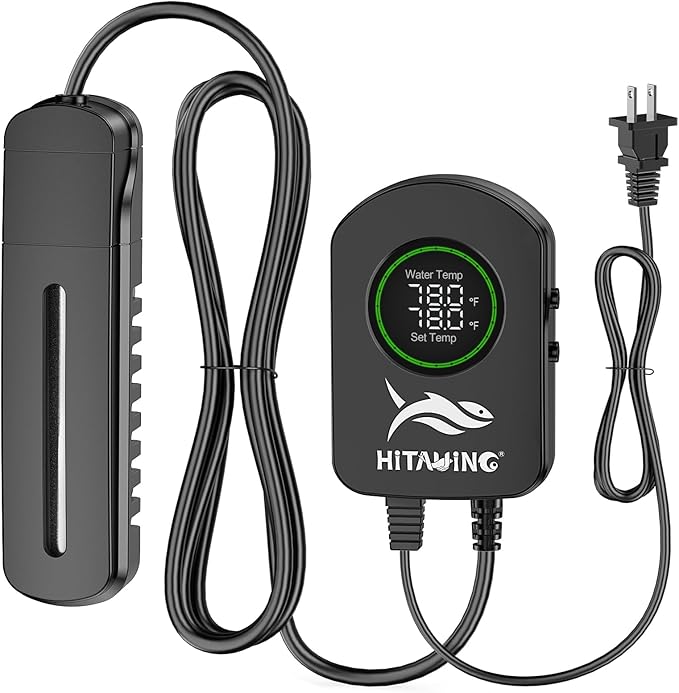 HiTauing Aquarium Heater, 100W/200W/300W/500W Fish Tank Heater with Upgraded LED Large Display, Up/Down Control Buttons and Intelligent Leaving Water Automatic Power-Off for Saltwater and Freshwater