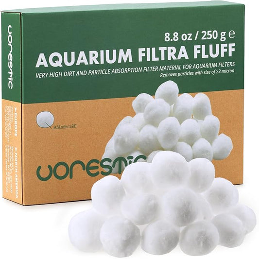 VORESTIC Filtra Fluff, Aquarium Filter Floss for Fish Tank, Ready to Use Aquarium Polishing Filter, Cotton Filter for Fish Tank, Filter Floss for Aquarium - No Cutting Required, 8.8 oz (250 g)