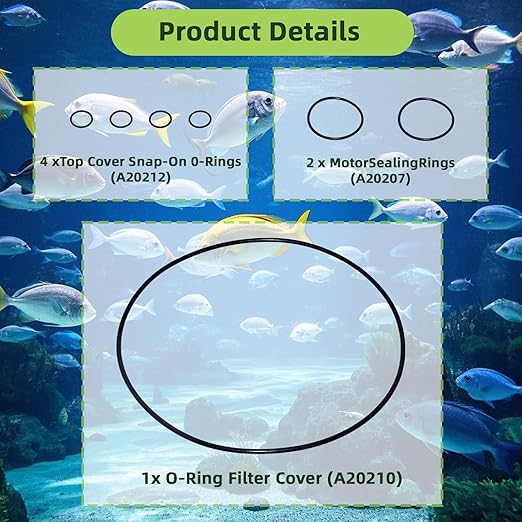 O-Ring Seal Kit Compatible with FX5 and FX6 Canister Aquarium Filter for Fluval A20212 ×4,A20207 ×2, A20210 ×1 Lid and Motor Seals Replacement Parts