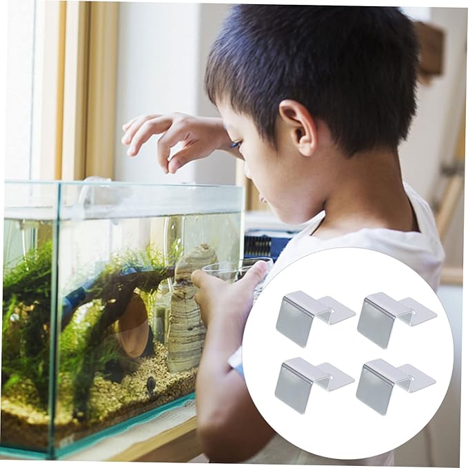 Kisangel 8pcs Sturdy Stainless Steel Aquarium Lid Holders Fish Tank Glass Cover Racks Non-Skid Clips for Secure Lid Support for Thick Glass for Fish and Aquatic Pets
