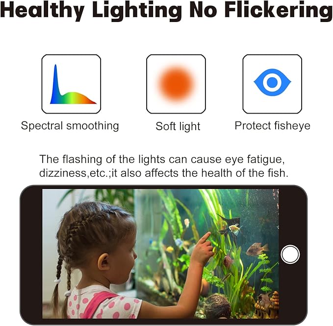 WaterRebirth Ultra-Slim Full Spectrum LED Aquarium Light with Adjustable Brackets.1750LM 40W for 48Inch to 54Inch Fish Tank Lighting Fresh Water
