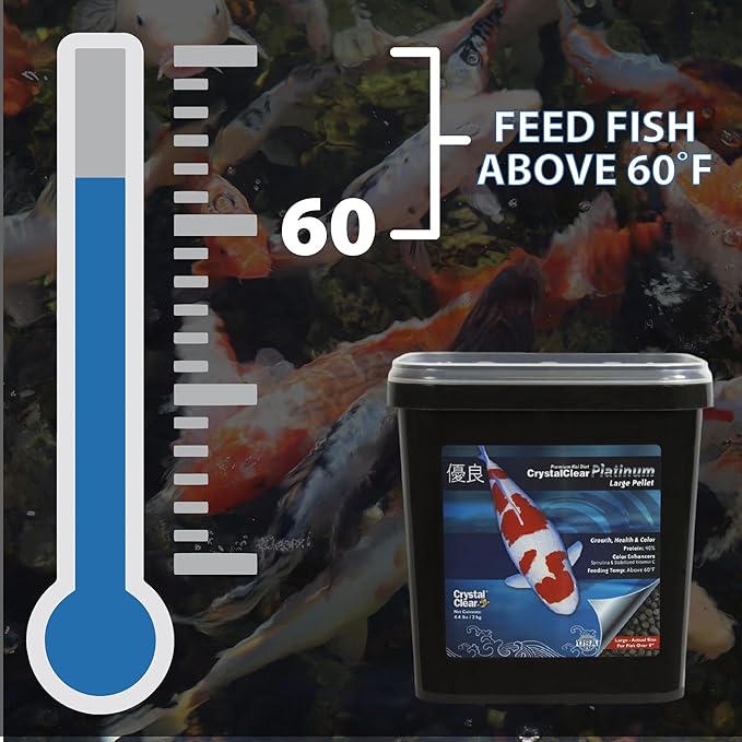 CrystalClear Platinum Fish Food, Premium Floating Pellets for Koi & Goldfish – Boost Growth, Color, and Wellness in Backyard Ponds & Water Gardens, 3mm Pellets, 17.6 Pounds