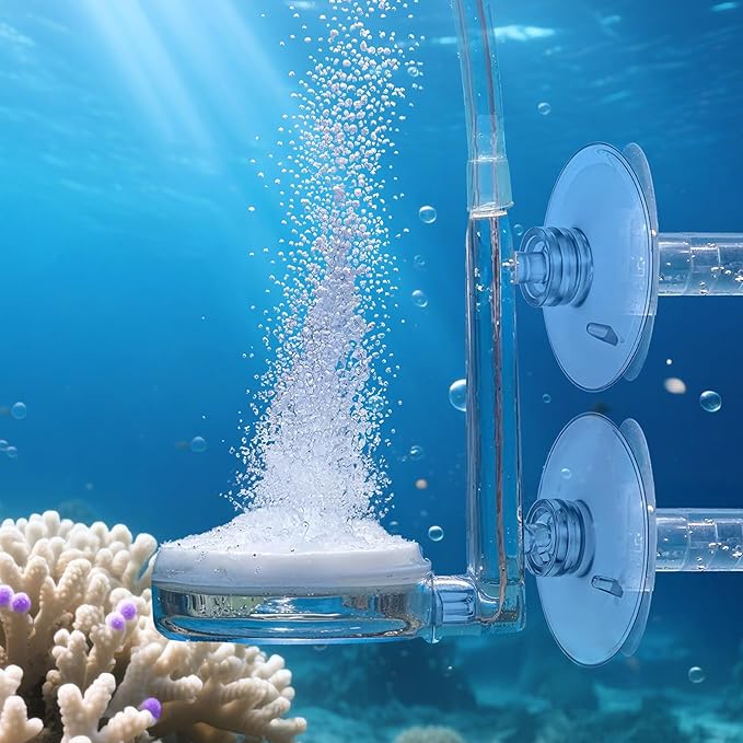 Aquarium Air Stone Disc, CO2 Diffuser for Aquarium Plants Fish Tank Nano Bubble Stone Kit Ultra-high Dissolved Bubbler Airstone with Accessories for Fish Tank and Small Bucket