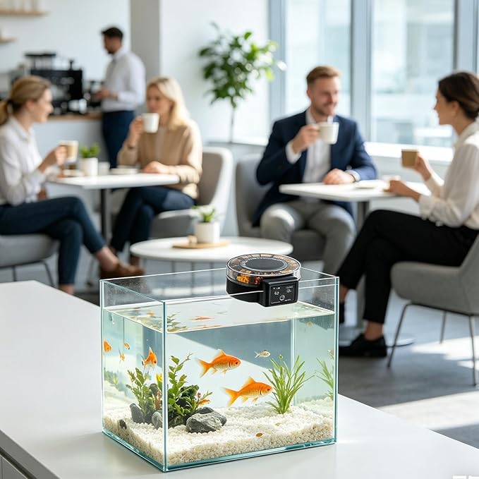 Fish Automatic Feeder - 105ml Airtight Aquarium Dispenser, Automatic Fish Tank Feeder with Separate Compartments |Food Dispenser for Aquarium Feeding for Turtle Pond Indoor Outdoor Vacation Pet