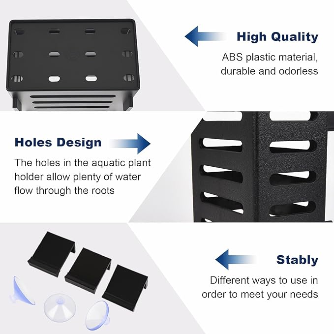 2Pack Aquarium Plant Holder Hanging Aquarium Planters with Hooks and Suction Cups Aquarium Planter Cups Fish Tank Plant Holders for Aquatic Plant Cultivation, Aquascape Decoration