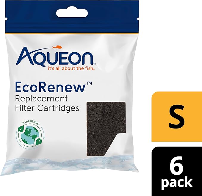 Aqueon GENUINE EcoRenew Filter Cartridges, For Freshwater and Saltwater Aquariums, Small, 6-Pack