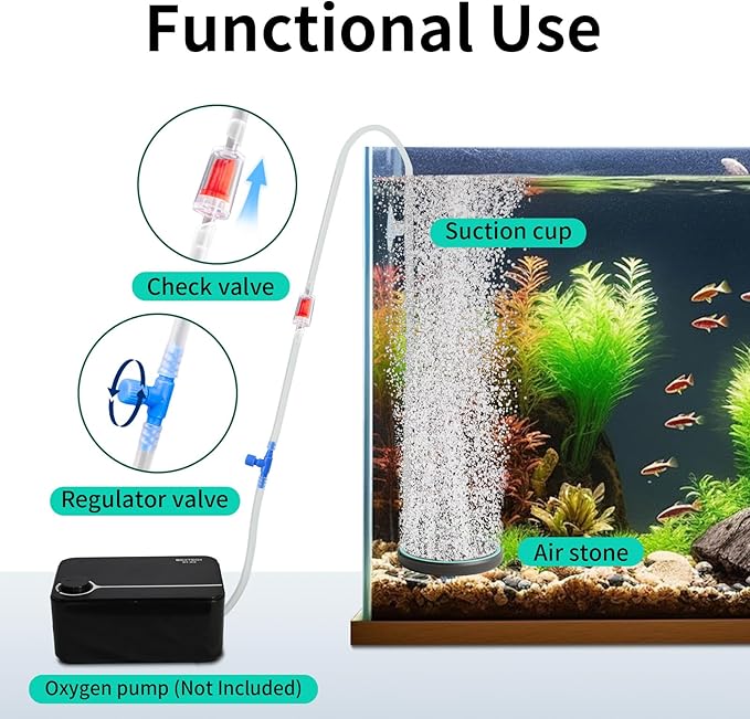 UPETTOOLS 3.2 Inch Air Stone for Aquarium – Quiet High Dissolved Oxygen Diffuser with Control Valve, Nano Bubbles Airstone Kit for Betta, Nano Tank, Shrimp & Freshwater/Saltwater Fish Tanks