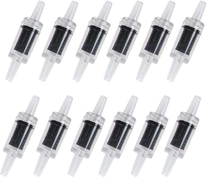 ALEGI Aquarium Air Tubing Accessories Non-Return Valves,Check Valve for 3/16 '' Fish Tank Air Line (Black 12 pcs)