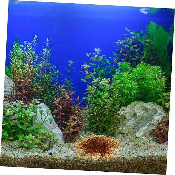 2 Sets Aquarium Gravel Decor with Natural Colored Glass Sand, 250g China Red + 250g Amber Substrate for Fish Tank and Terrarium Landscaping