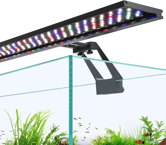 hygger Clip On Full Spectrum Aquarium LED Light, 18W Day-Night Dual Timer Sunrise-Day-Sunset-Moon Fish Tank Light, Adjustable Timer Brightness with 9 Colors for Planted Tank