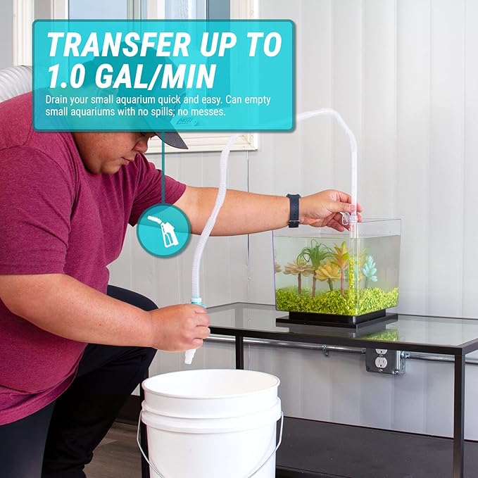 TERA PUMP 2PK Nano Aquarium Gravel Cleaner (1 GPM) BPA-Free, Built-in Filter & Suction Cup, Ideal for 10 Gallon Aquariums or less