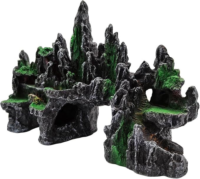 Large Fish Tank Decoration Mountain View Aquarium décor Thematic Ornaments Betta Fish Hiding cave House Mermaid Decorative Accessories