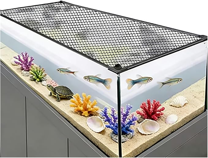 Aquarium Lid Fish Tank Top Cover Hood Jump Adjustable DIY Mesh Lid, Reptile Tank Escape Proof Net(90cm x 50cm)