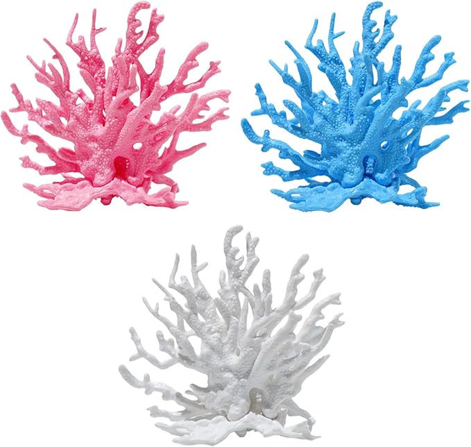 3 Pcs Aquarium Coral Reef Decor Charming Fish Tank Coral for Fish Tank Decorations(Blue, White, Pink)