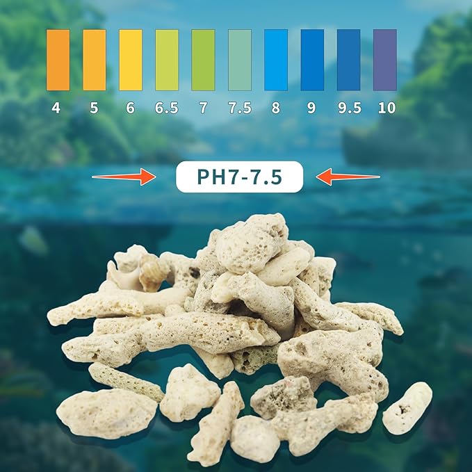 500g/1.1lb Crushed Coral for Freshwater Aquarium, Pond Filter Aquarium Filter Media to Raise ph, Reusable Aquarium Filter, Fish Tank Coral Stones