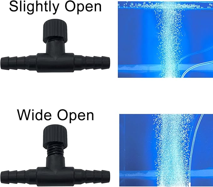 30 Pcs Aquarium Control Valves, 2-Way T Shaped Fish Tank Air Control Valve for 3/16" (4 mm) ID Air Tube(Black)