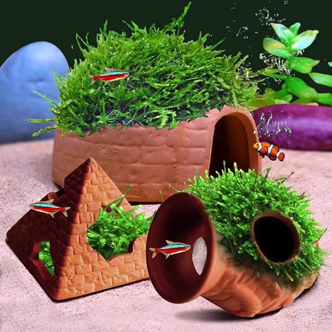 Red Soil, Purple Sand, Fish and Shrimp shelter Holes，Aquarium Decoration，Aquarium Ornament Plastic Fish Tank Decoration for Aquarium Landscape (Red Soil Double Pass Tree Stump), ZY-3005