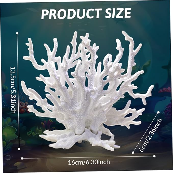 Coral Decor, Coral Reef Decor, 6.3x2.4x5.3 Inch Resin Fake, White Aquarium Decorations for Fish Tank Landscape