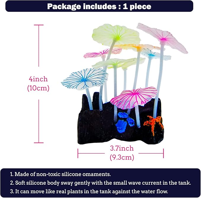 Dynamic Glow in The Dark Aquarium Decorations: Unleashing Visual Effects with Soft Silica Gel, Changing Lights, and Colorful Glowing Coral Ornaments for Enchanting Fish Tank Decor