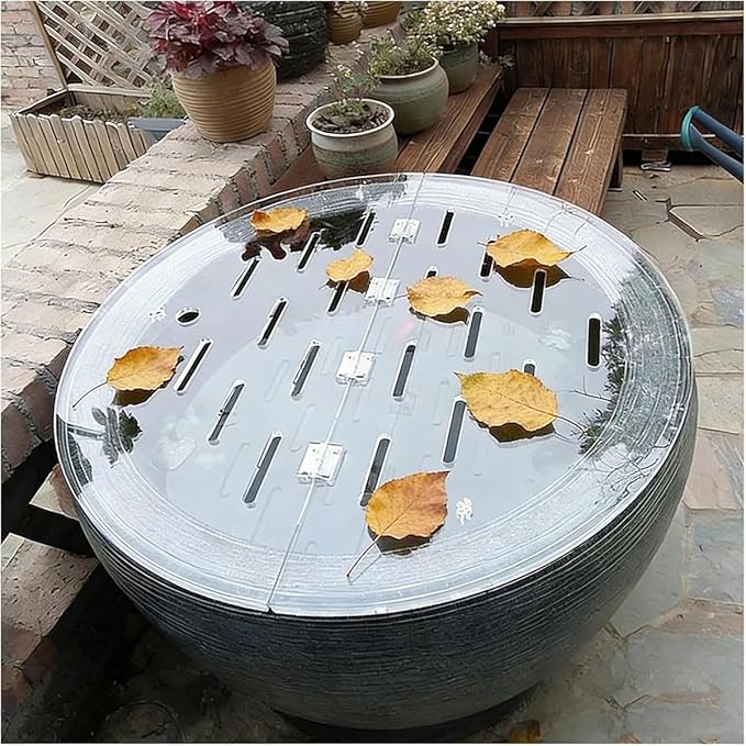Acrylic Round Aquarium Lid - Cat-Proof Fish Tank Cover, Customizable Anti-Jump Terrarium Hood with Holes & Hinges, Folding Flip-Top for Easy Access