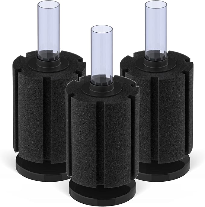 Pawfly Large Aquarium Bio Sponge Filter Quiet Betta Fry Shrimp and Small Fish Foam Filter for Fish Tank up to 50 Gallon, 3 Pack
