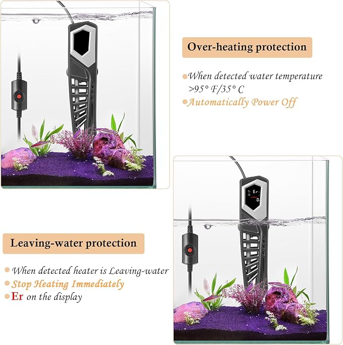HITOP 600W Titanium Aquarium Heater: Digital Fish Tank Heater with External Controller, Submersible Aquarium Heater with Over-Temperature Protection for Saltwater and Freshwater 75-150Gallon