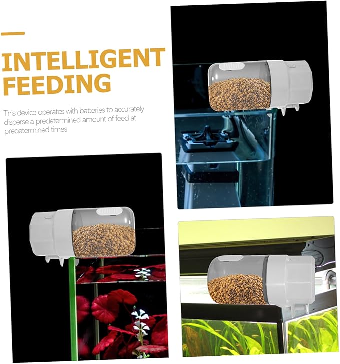 Automatic Fish Feeder Feeding Port Transparent Design for Easy Monitoring for Small Aquariums and Tanks Functionality for Convenient Feeding
