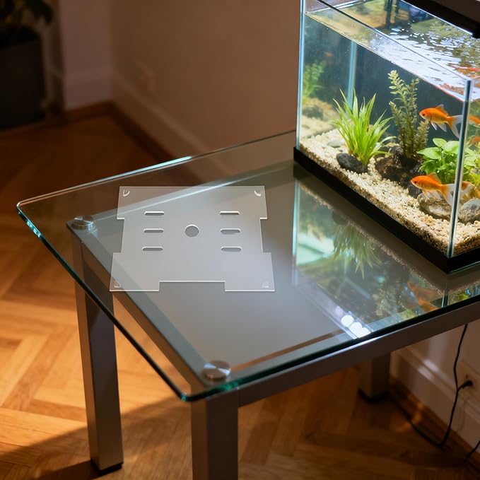 Clear Fish Tank Lid - 7.8x5.9Inch Acrylic Anti Jumping Aquarium Cover with Hole - Transparent Top Hood Grid Panel for Turtles Reptiles Shrimp Jump