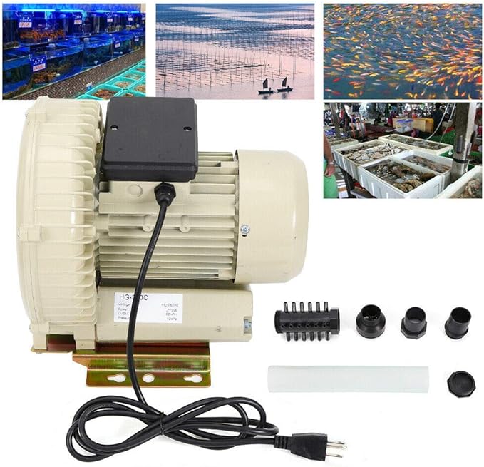 110V High Pressure Commercial Electric Air Pump Aquarium,Hydroponics Aquaculture Fish Pond Air Pump Blower for Aquarium Pond Fish Tank 370W 60m³/h