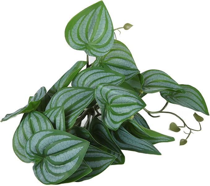 2PCS Artificial Water Plant,Simulation Vine,Lifelike Plastic Leaves Decoration with Suction Cup,Plastic Plant Aquatic Water Grass Decor for Fish Tank (Watermelon Leaves)