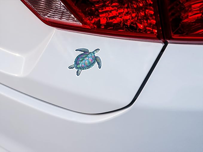 Sea Turtle 5 Inch Waterproof Decal Sticker Coral Reef Crab Fish Seaweed Jellyfish Marine Life Mermaid Ocean Sea Seahorse Whale Starfish Shark Ocean Beach Sand CS1416-2PK