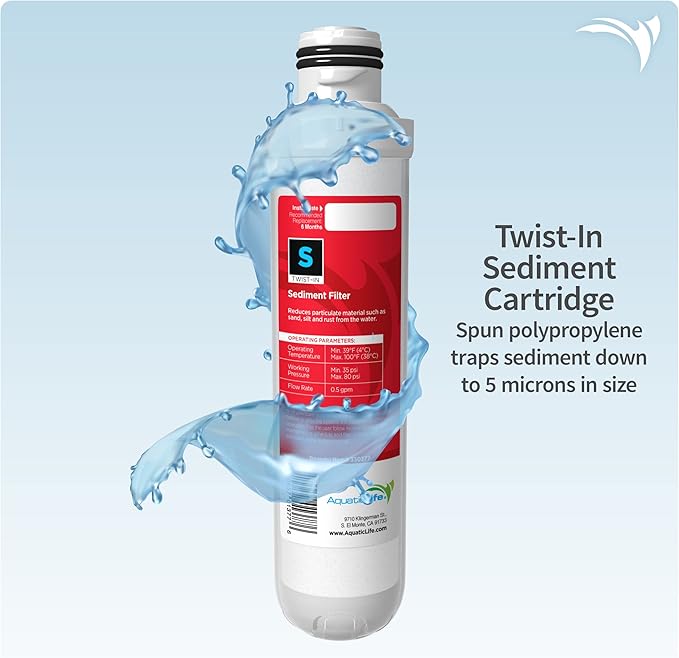 Aquatic Life Twist-In Reverse Osmosis Aquarium Water Filter Replacement Cartridge Pack, Includes 75 GPD Membrane, Sediment, Carbon Block and Deionization DI Filters for 3 and 4-Stage RO/DI System
