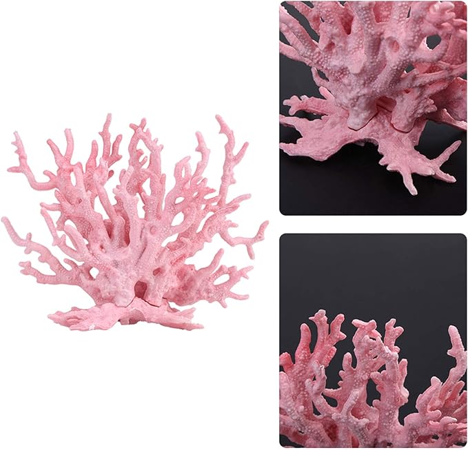 Aquarium Coral Plastic Vivid Artificial Coral Plant Ornament for Aquarium Underwater Fish Tank Pink (Small Size (29.9 X 15 X 6.7in))