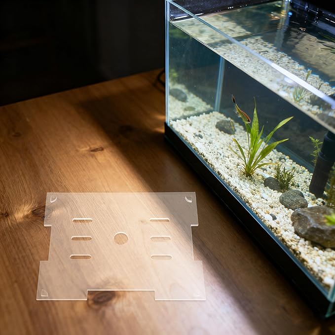 Clear Fish Tank Lid - 7.8x5.9Inch Acrylic Anti Jumping Aquarium Cover with Hole - Transparent Top Hood Grid Panel for Turtles Reptiles Shrimp Jump