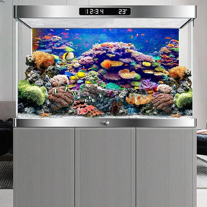 48X24 Inch Underwater World Aquarium Backdrop - Vibrant Coral Reef Tropical Fish Tank Background Vinyl Ocean Theme Decor