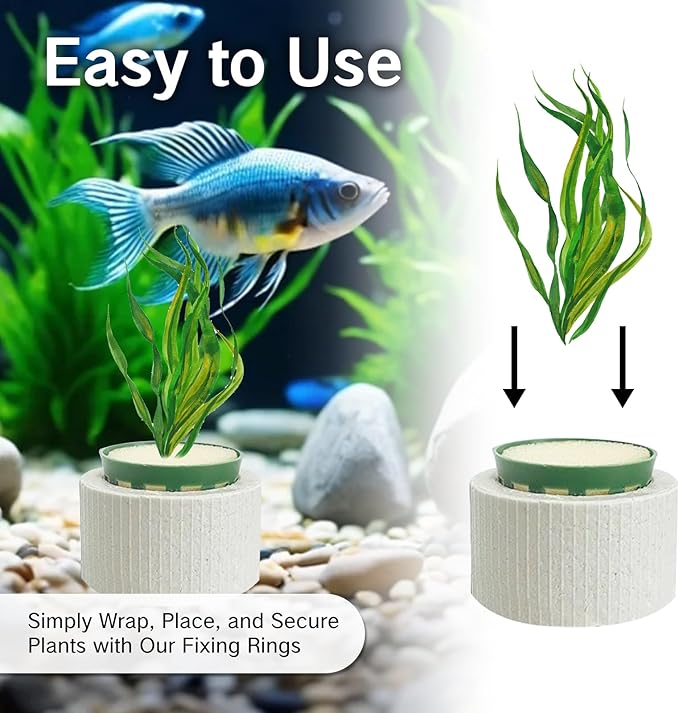 2 Pack Aquarium Plant Weights Ceramic Fish Tank Plant Holder Ideal for Live Plants Anti Floating Aquatic Plant Ring Anchors Keep Plants in Place Aquarium Decoration Accessories