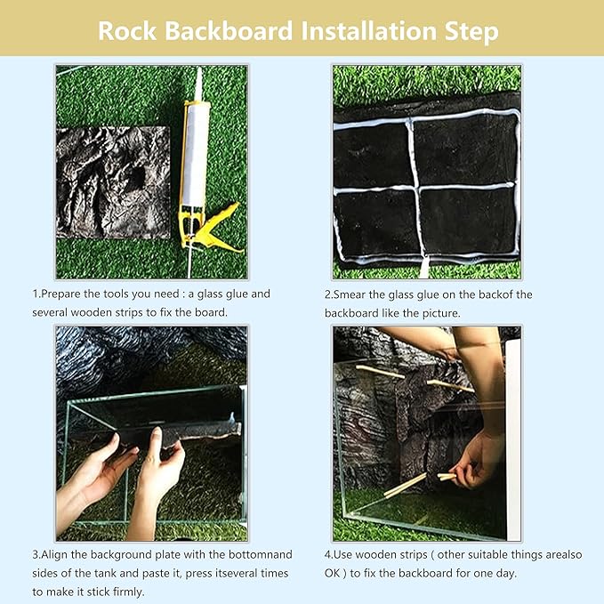 4pcs Rock Terrarium Background,3D Reptile Tank Background Board,Amphibian Stereo Backdrop Wall,Lizard Snake Gecko Spider Chameleon Turtle Fish pet silo Background Decorative Panel