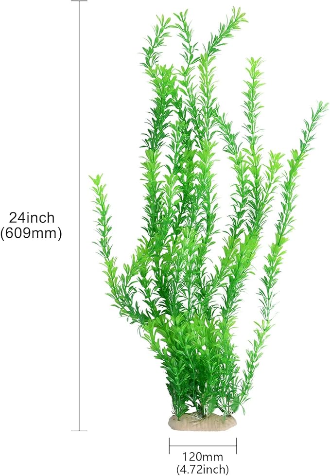 Saim 24" Tall Aquarium Plants, Realistic Plastic Green Fish Tank Plants, Large Fake Artificial Plants Decorations
