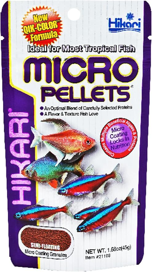 Hikari Tropical Micro Pellets for Tetras, Barbs, and Other Small-Mouthed Tropical Fish (1.58 Oz, Pack of 2) (2 Items)