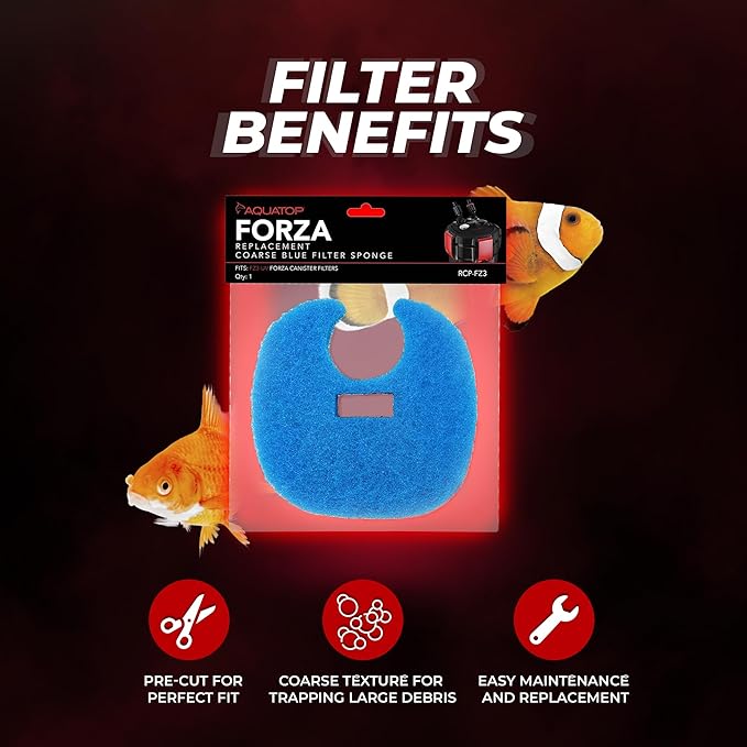 Aquatop RCP-FZ3 Coarse Blue Filter Sponge – Fits FZ3 Canister Filters – Enhanced Filtration – Traps Large Dirt – Easy to Install