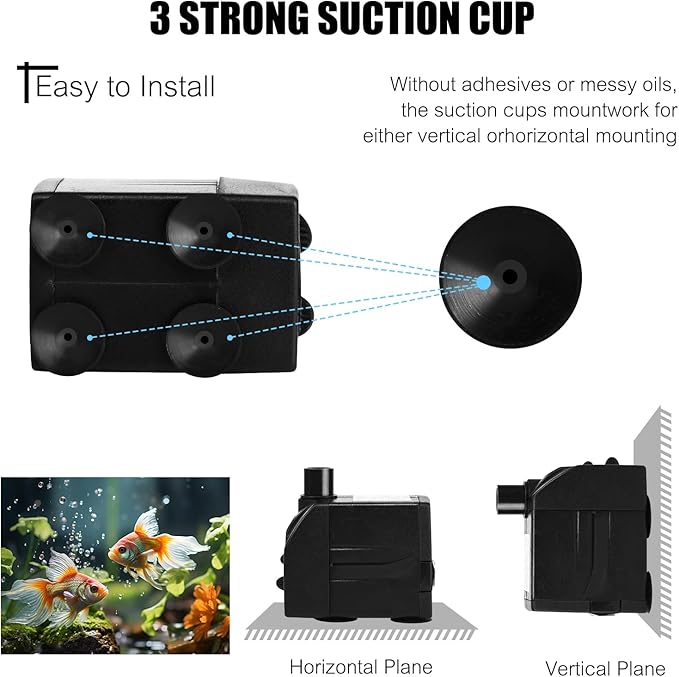 120 GPH Mini Submersible Water Pump (7W, 450L/H) for Water Feature, Aquariums, Fish Tank, Tabletop Fountain