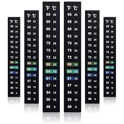 Zonon 48 Pcs Stick on Thermometer Strip for Brewing Fermenting Temperature Sticker Decal Crystal Adhesive 46-93 °f (8-34 °c) Digital Display Sticker for Wine Beer Aquariums