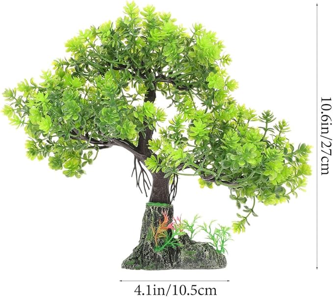 POPETPOP Aquarium Tree Decor 10.62In Artificial Plastic Water Plant Fish Tank Bonsai for Home Office Aquarium Landscape Decoration